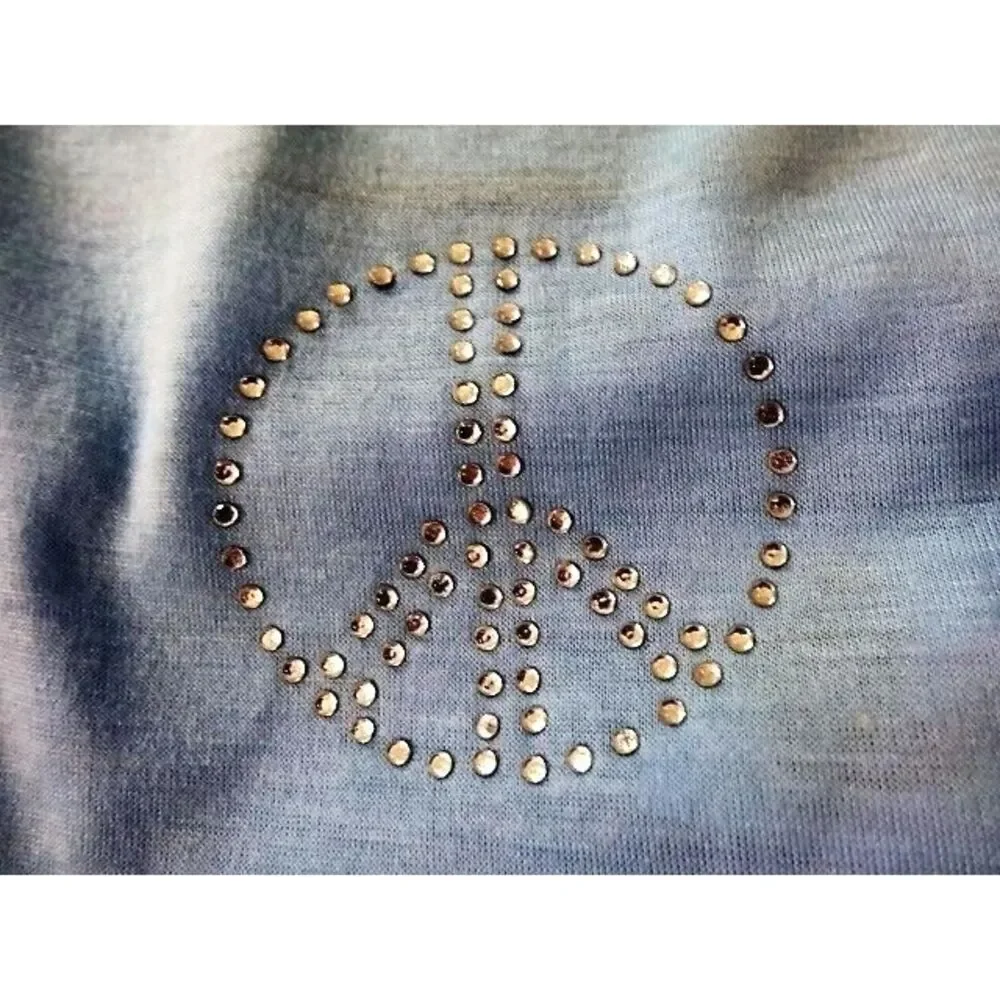 Paws N Claws Peace Sign Dog Shirt Blue Silver Studs Size XS 2 to 6 lb Gift NWT